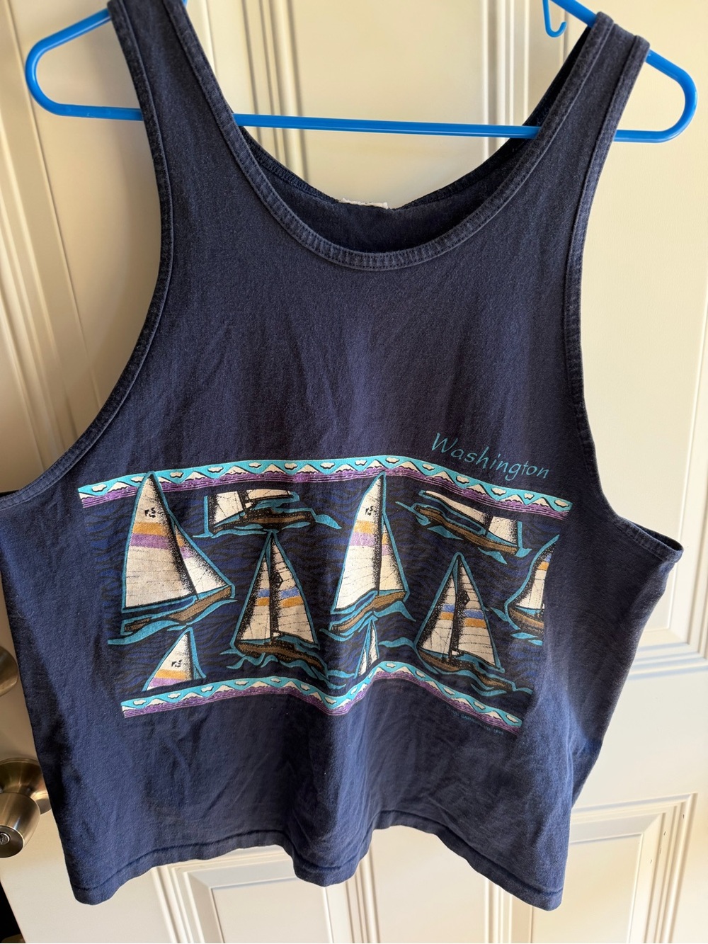 Vintage Men’s navy blue Washington tank top size M